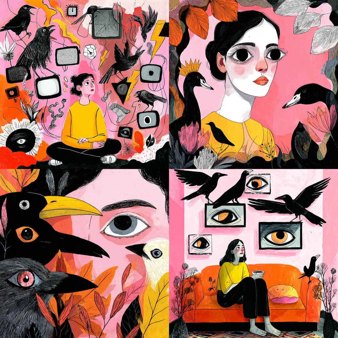 Surreal Crow Illustrations