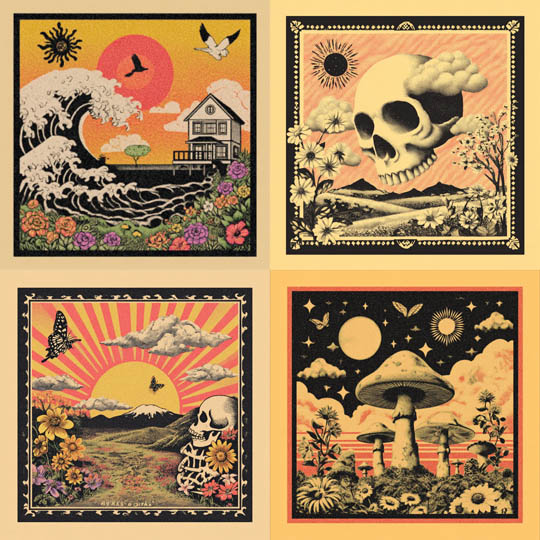 Retro Psychedelic Print Collage