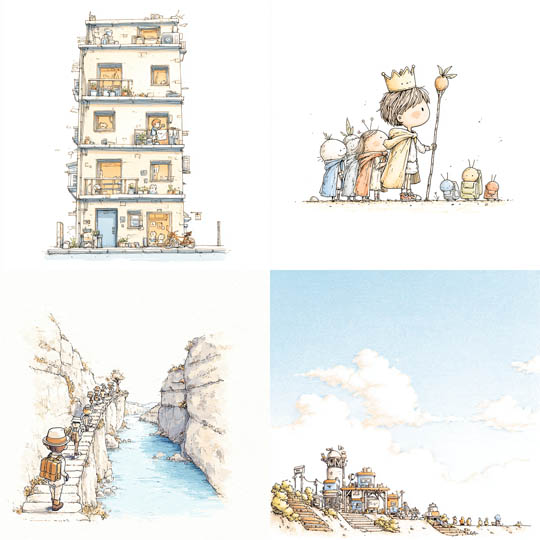 Whimsical Ink & Watercolor