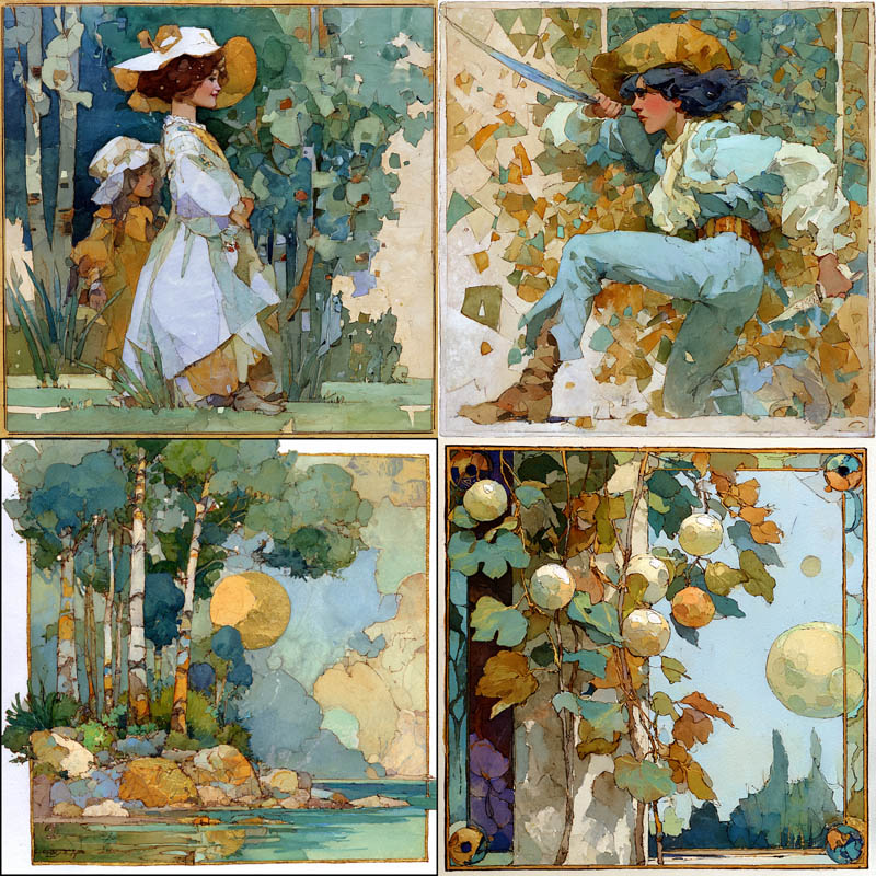 Decorative Watercolor Mosaic Illustrations