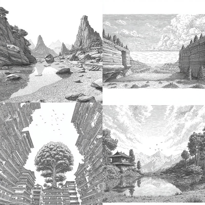 Engraved Landscape Etchings