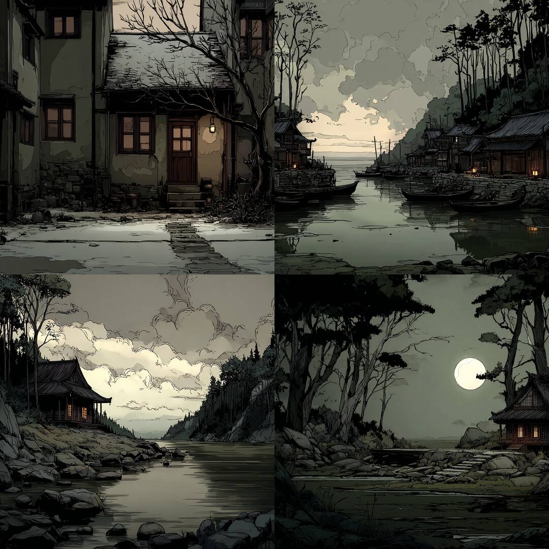 Moonlit Riverside Hamlets