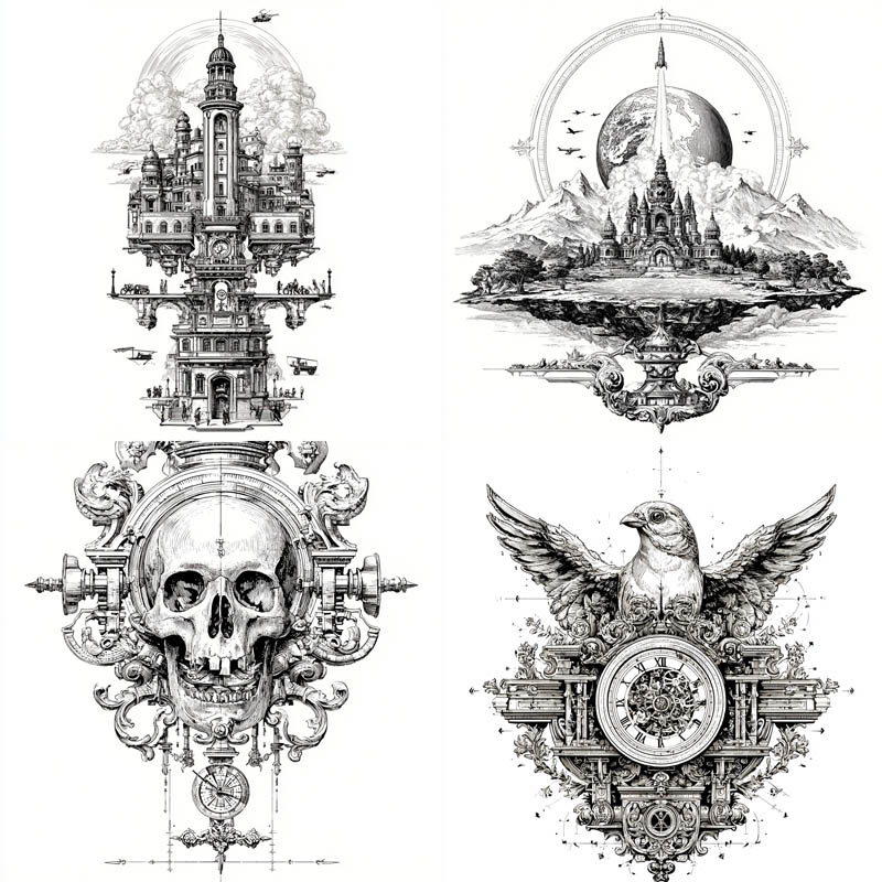 Intricate Monochrome Engravings