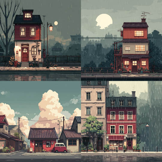 Pixelated Rainy Streets