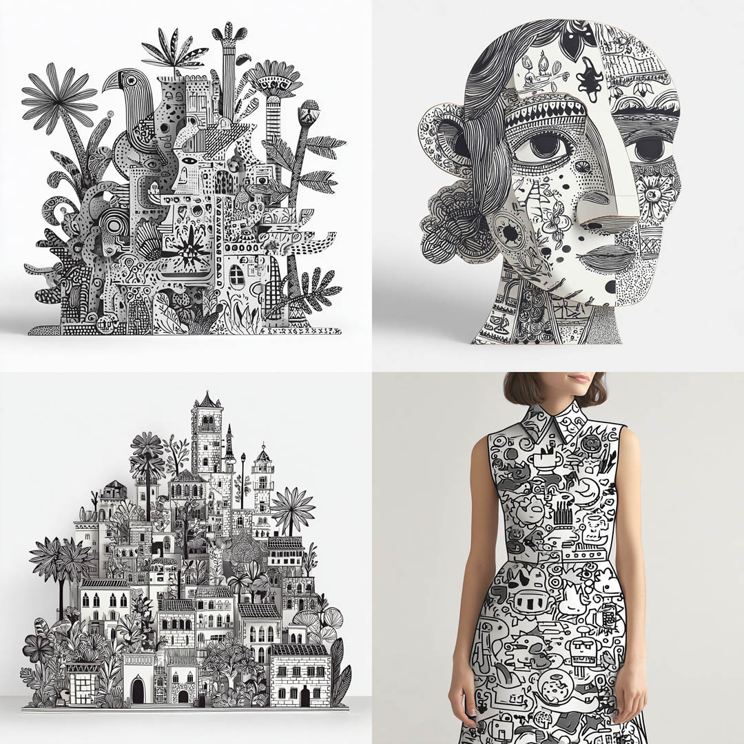 Monochrome Doodle Architecture
