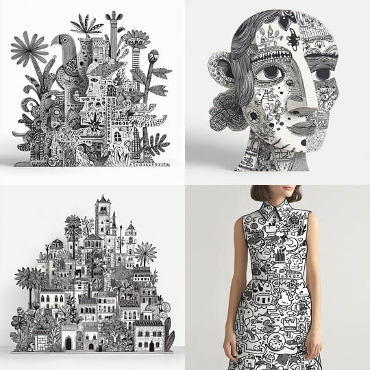 Monochrome Doodle Architecture