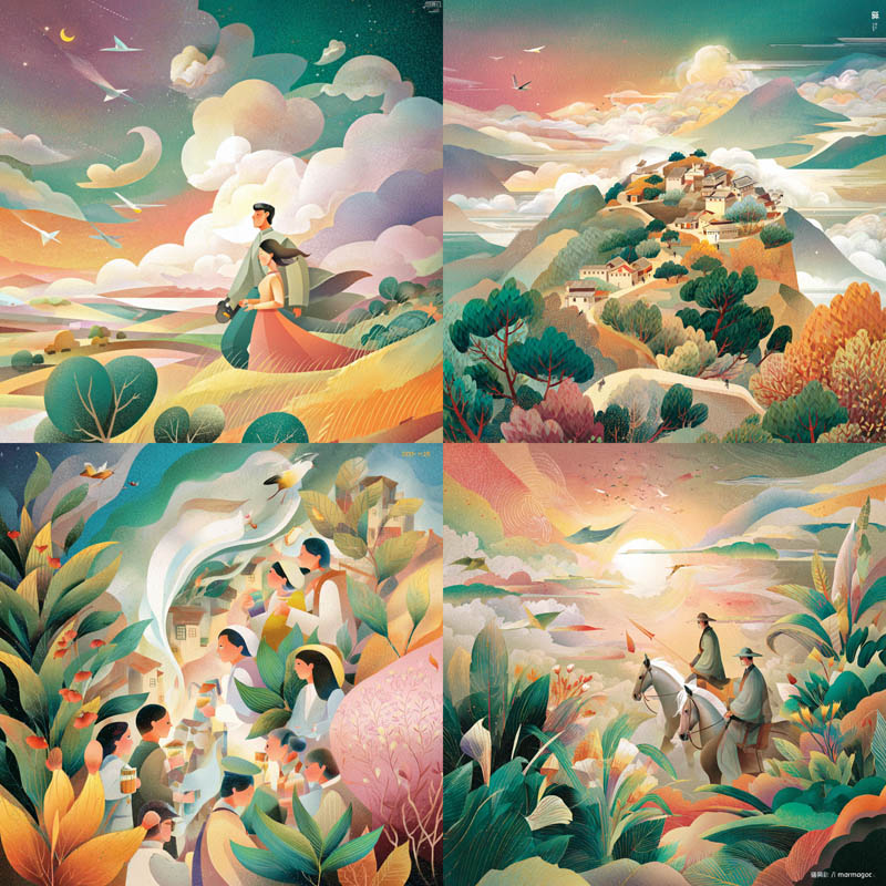 Pastel Dreamlike Landscape Illustrations