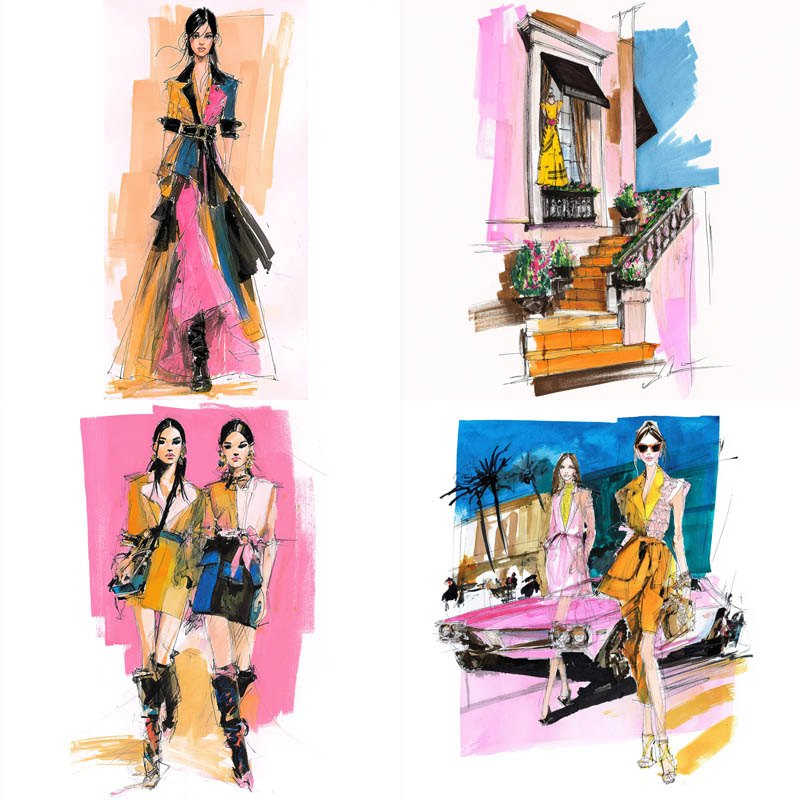 Expressive Fashion Sketch Illustrations
