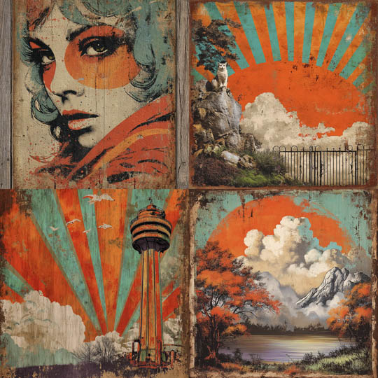 Retro Sunburst Collage