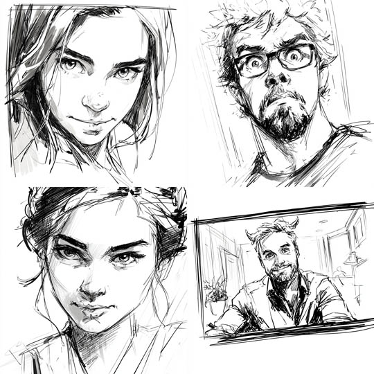 Expressive Ink Portraits