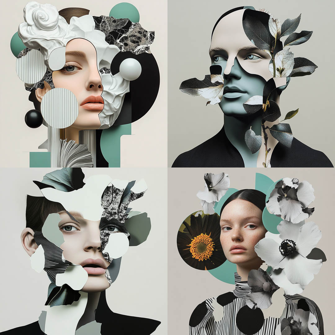 Teal Sculptural Collage