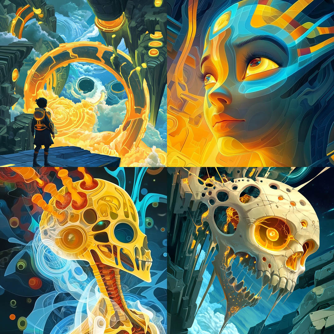 Gold Blue Sci-fi Digital Painting