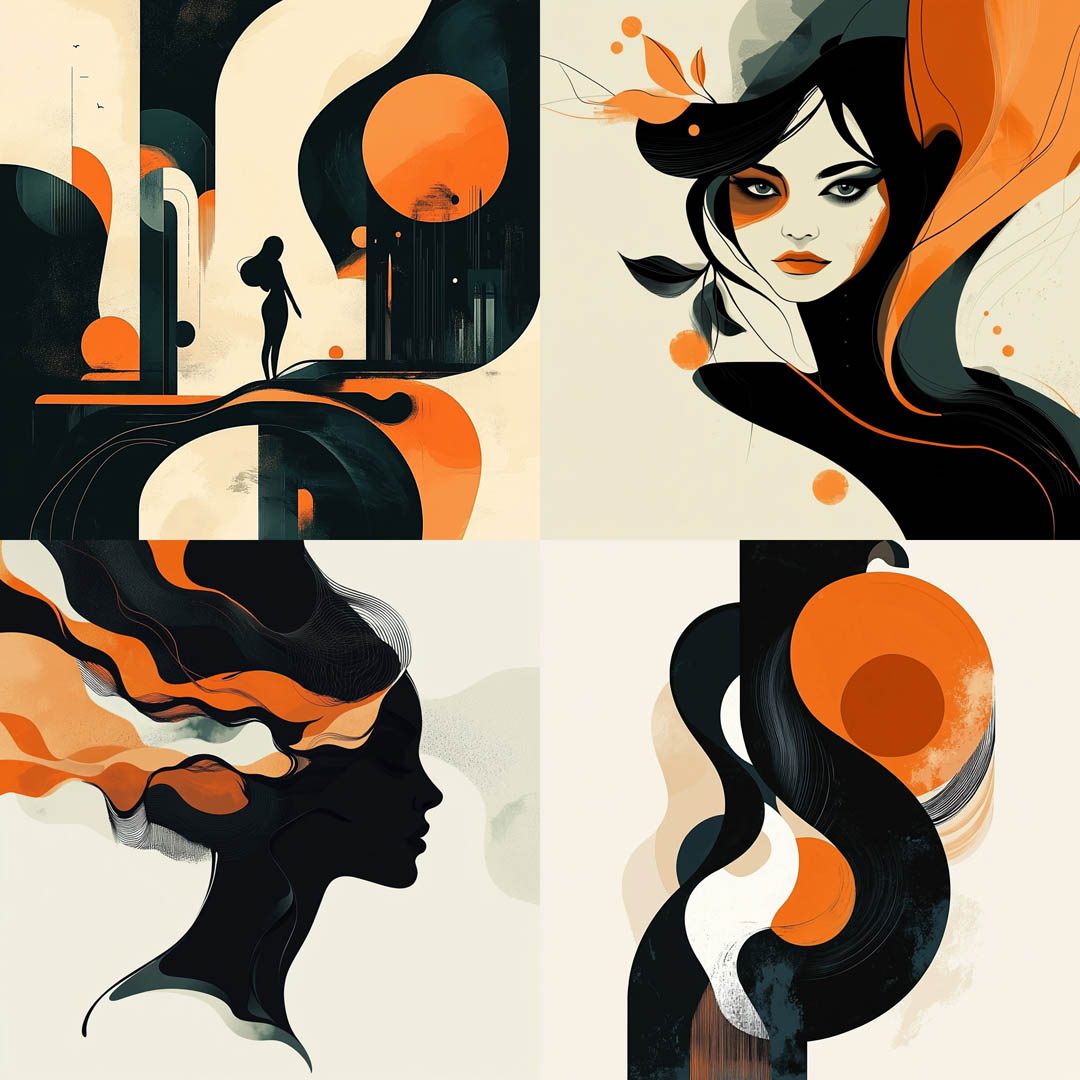 High-contrast Minimalist Stylized Illustration