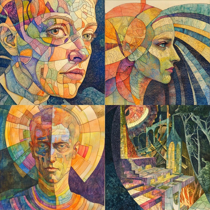 Sectional Colored Pencil Illustration