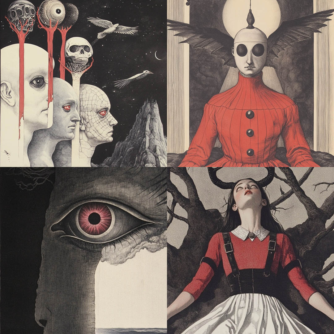 Grey and Red Fantasy Surrealism