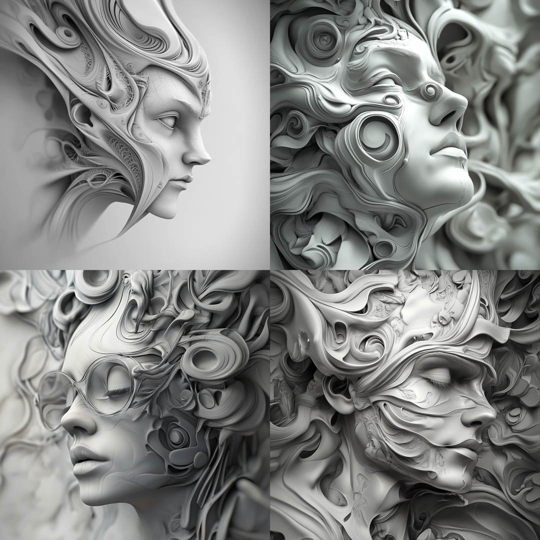 Greyscale Complex Sculptural Relief