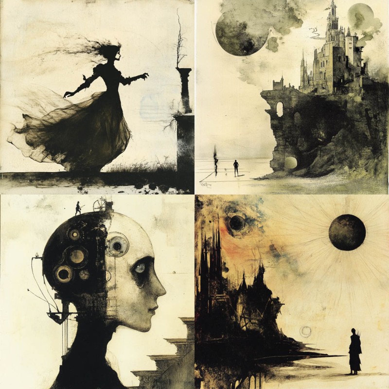 Surreal Ink and Color Wash