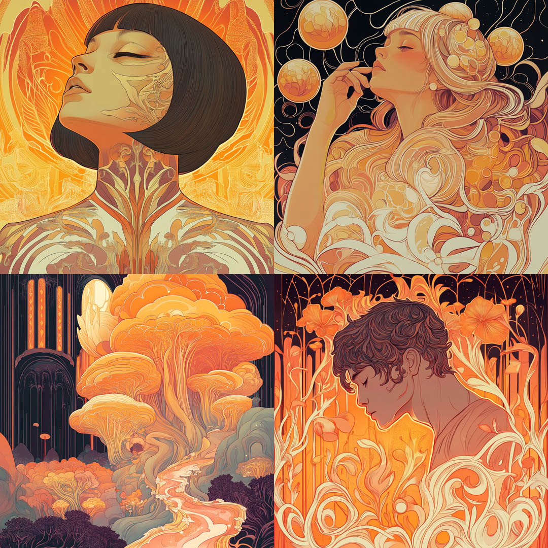 Golden Orange Art Nouveau