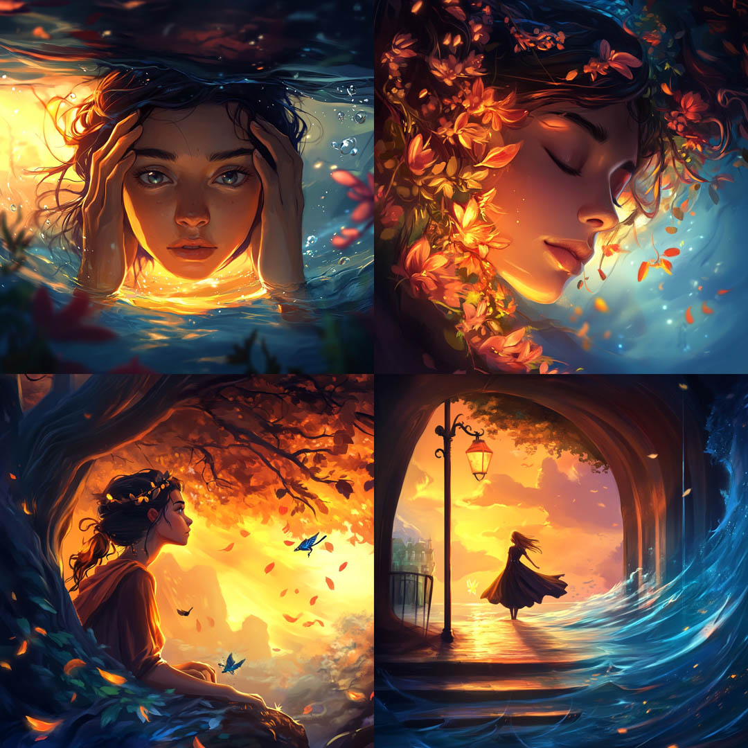 Vibrant Digital Painting with Gold Glow