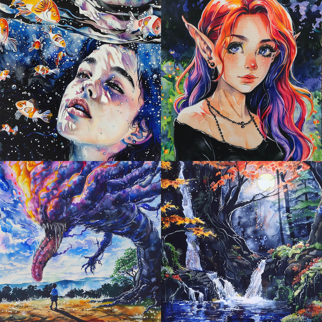 Vibrant Watercolor Fantasy Realism