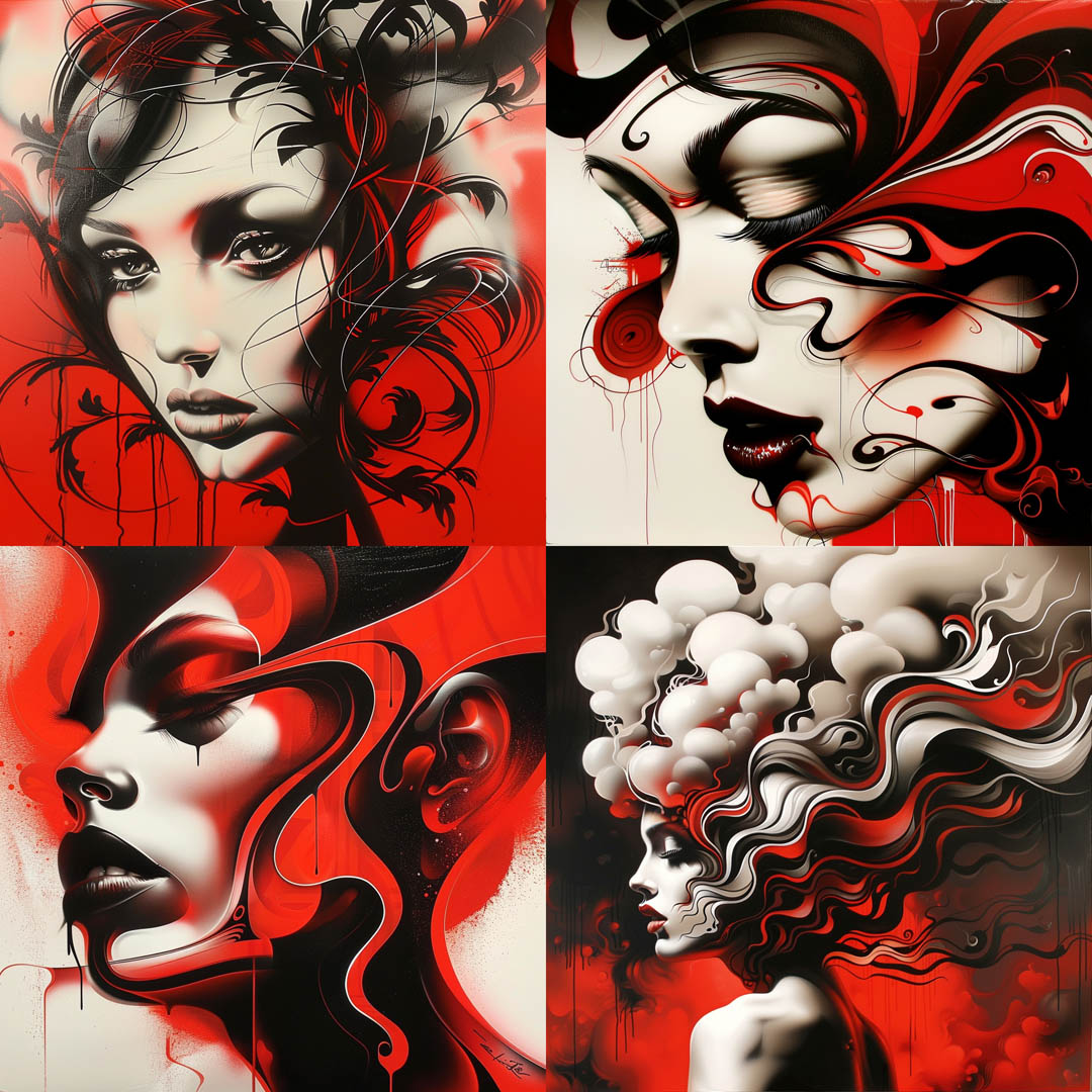 Airbrush Red Swirls